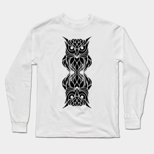 Vector Owl Graphic Black and White Long Sleeve T-Shirt